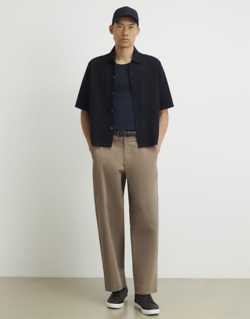 River Island Cotton geometric textured shirt in navy, 3 of 4