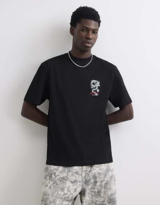 River Island Cotton japanese dragon t-shirt in black, 4 of 4