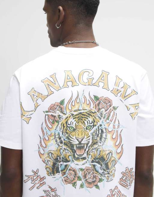 River Island Cotton kanagawa tiger t-shirt in white, 4 of 4