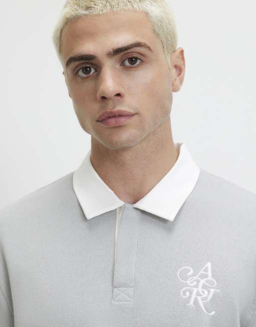 River Island Cotton knitted rugby shirt in grey , 2 of 4