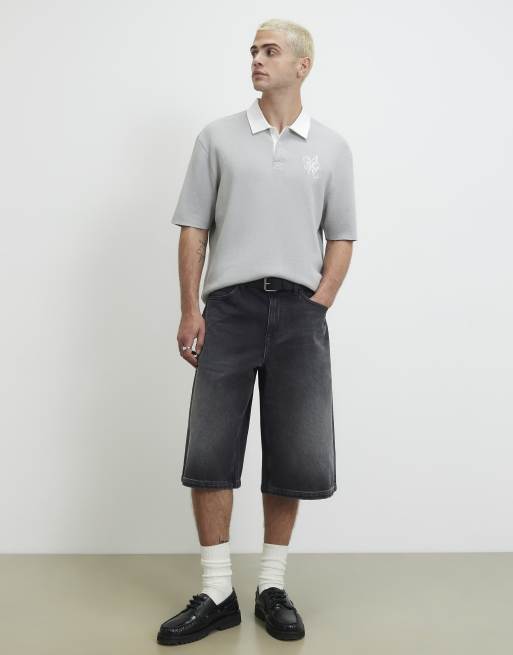 River Island Cotton knitted rugby shirt in grey , 3 of 4