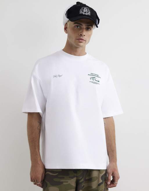 River Island Cotton octane racing t-shirt in white, 3 of 4