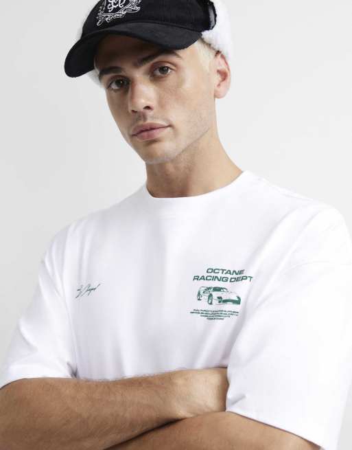 River Island Cotton octane racing t-shirt in white, 4 of 4