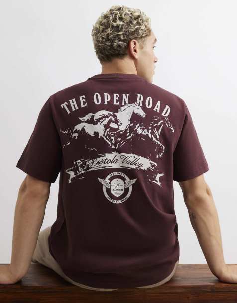 River Island Cotton open road horses t-shirt in brown - view 1