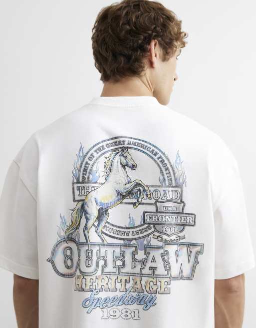 River Island cotton outlaw heritage t-shirt in ecru, 4 of 4