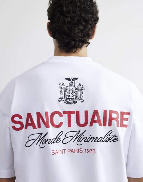 River Island Cotton sanctuaire crest t-shirt in white - view 1
