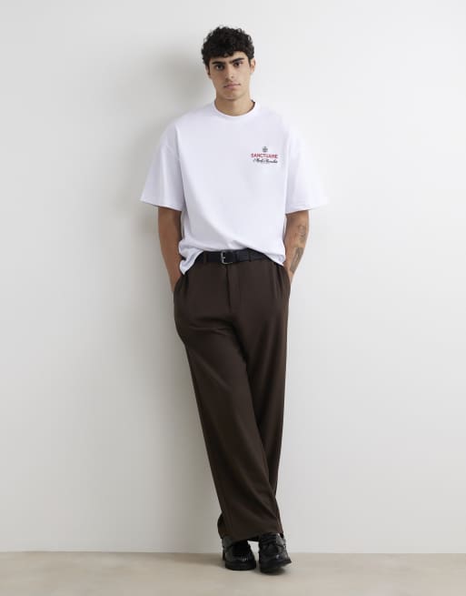River Island Cotton sanctuaire crest t-shirt in white, 3 of 4