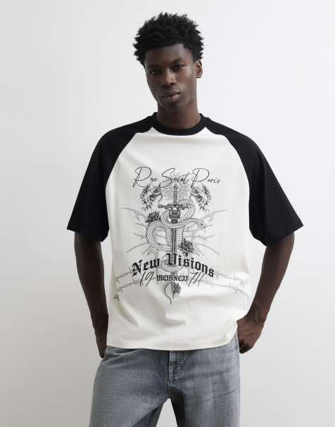 River Island Cotton snake raglan t-shirt in ecru - view 1