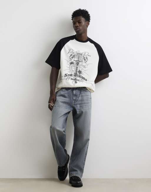 River Island cotton snake raglan t-shirt in ecru, 3 of 4