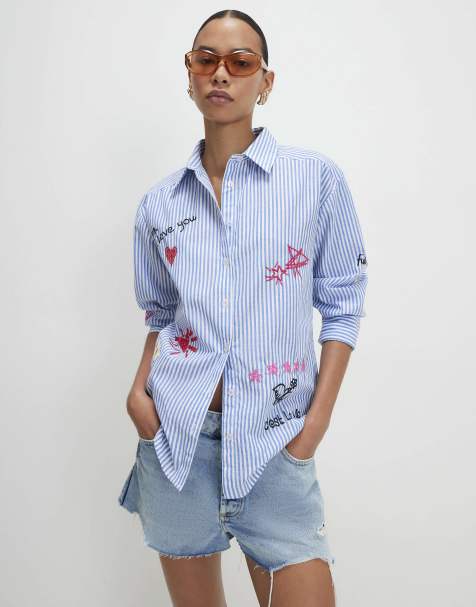 River Island Cotton striped sketch boutique shirt in blue - view 1