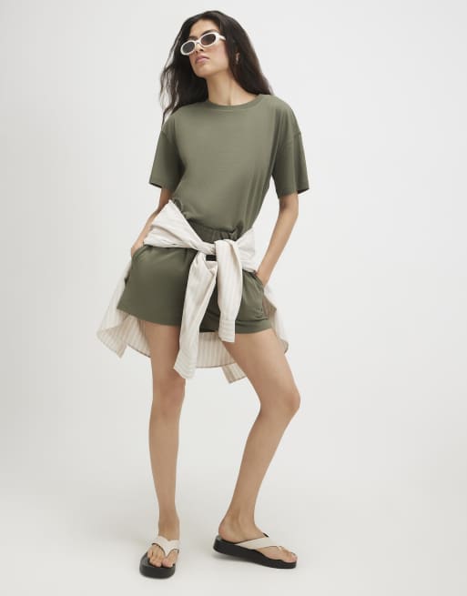 River Island Cotton t-shirt and shorts set in khaki , 2 of 4