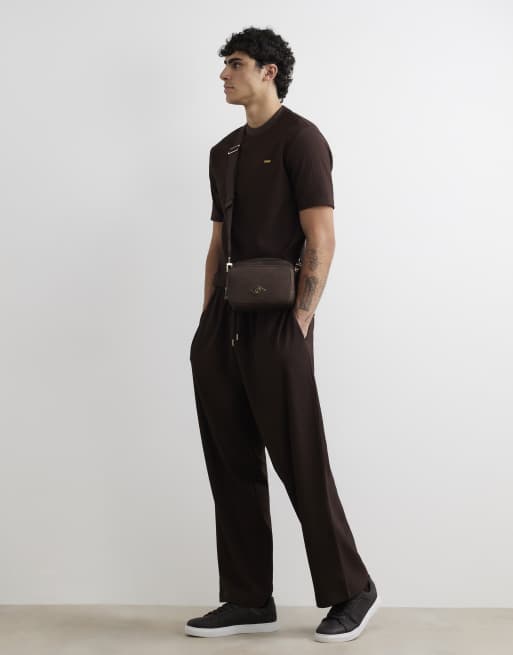 River Island Cotton vertical textured t-shirt in brown, 3 of 4