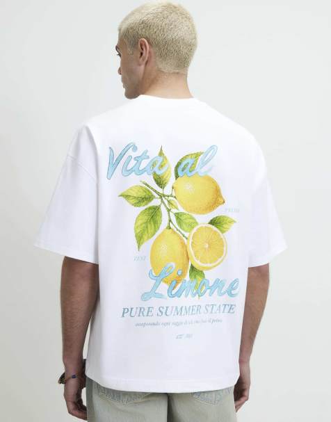 River Island Cotton vita limone t-shirt in white - view 1