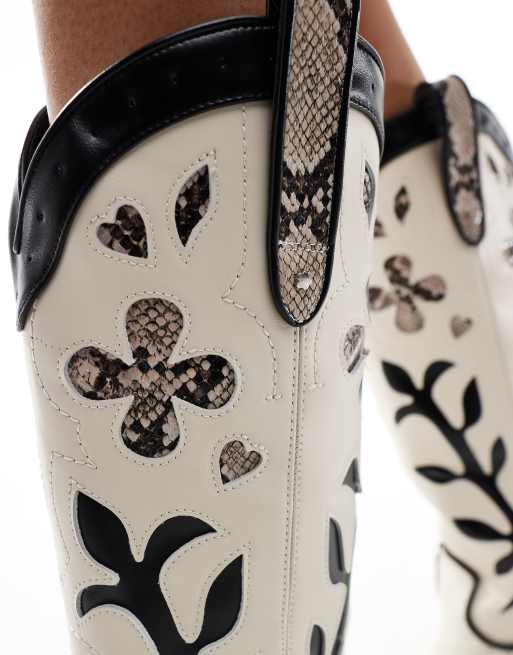 River Island cowboy boot in cream