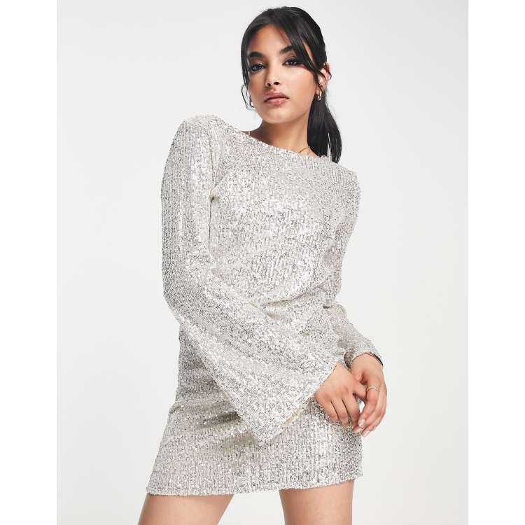 River island store silver sequin dress