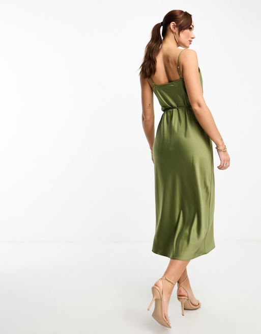 Slip Dress In Khaki Green