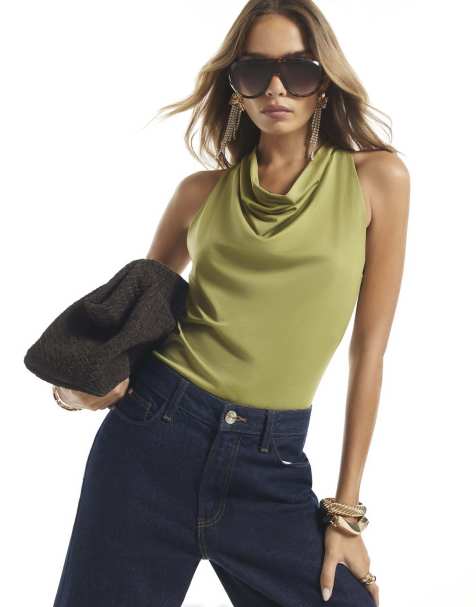 River Island Cowl neck top in green - view 1