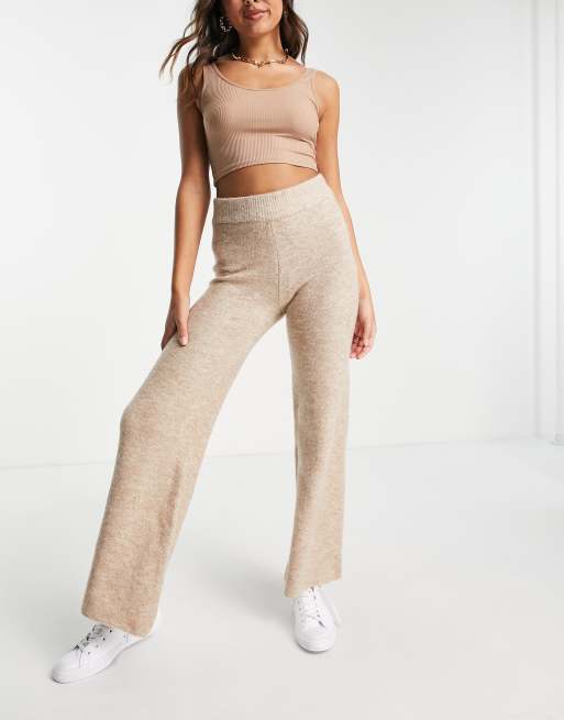 River Island cozy wide leg pants in beige - part of a set