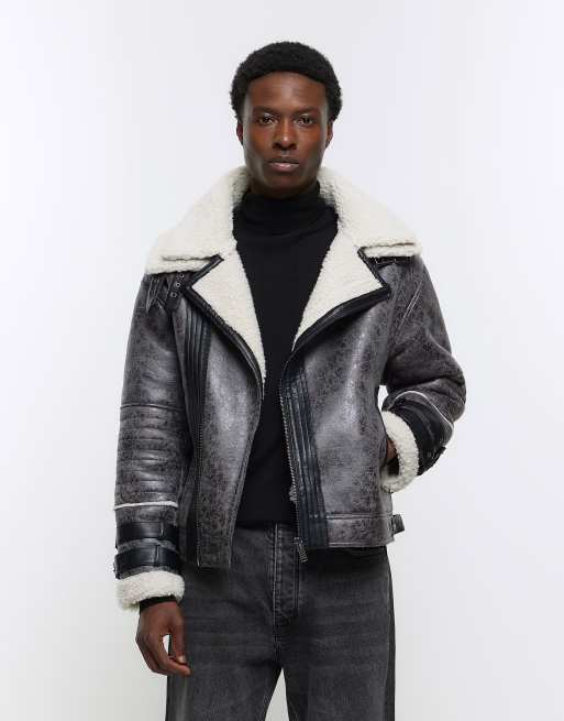 Asos mens shearling jacket hotsell