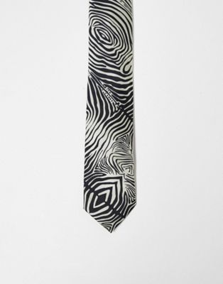 River Island zebra print tie in black - ASOS Price Checker