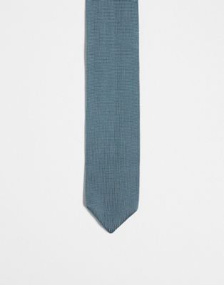 River Island knitted pointed tip tie in blue - ASOS Price Checker