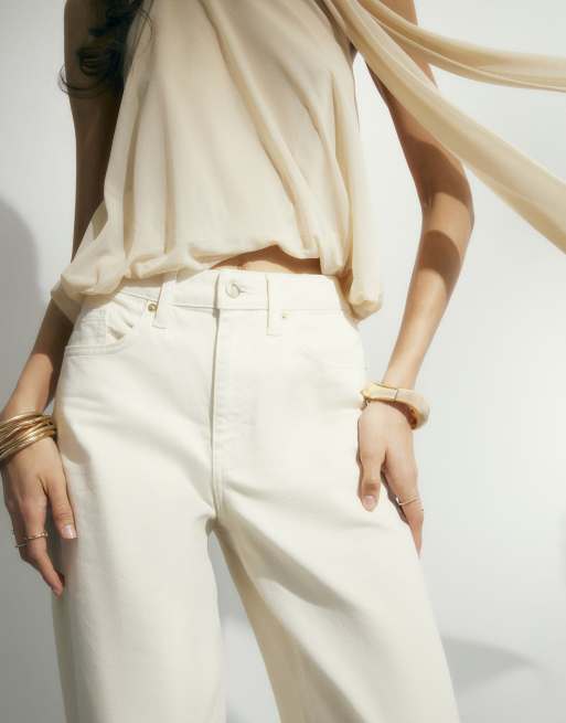 River Island Cream barrel leg jeans in ecru, 3 of 4