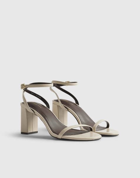 River Island Cream block heeled open toe sandals in ecru - view 1