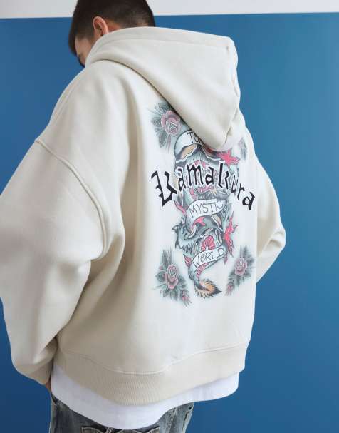 River Island Cream oversized fit japanese kamakura hoodie in ecru - view 1