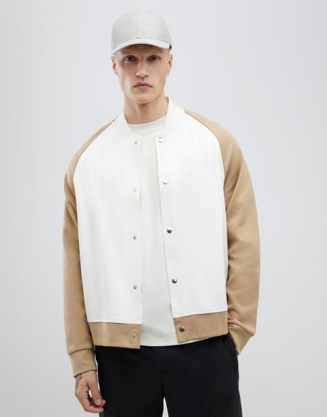 River Island Cream regular fit colour block bomber jacket in ecru - view 1