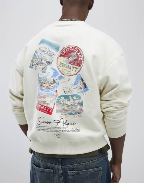 River Island Cream regular fit swiss ski badge sweatshirt in ecru - view 1