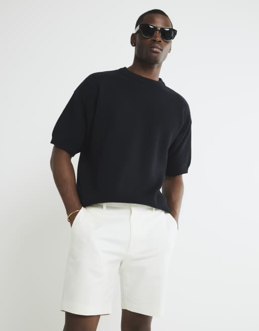 River Island Cream slim fit chino shorts in ecru