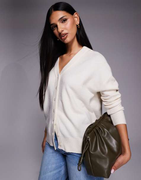 River Island - Cremehvid cardigan med V-hals og detalje bagpå - view 1