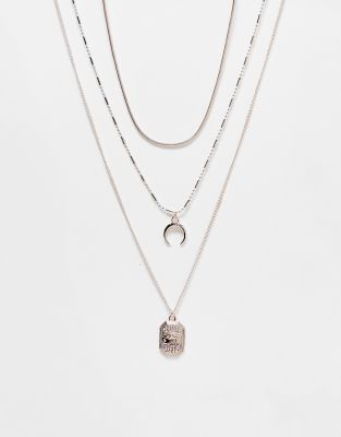 River Island Crescent Horn Multirow Necklacegold ModeSens