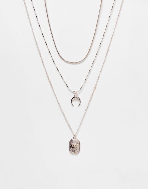River Island crescent horn multirow necklace  