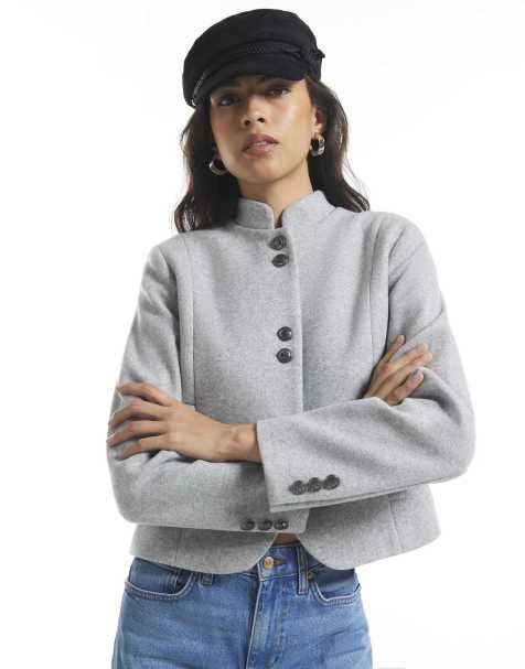 River Island Crest button drummer jacket in grey - view 1