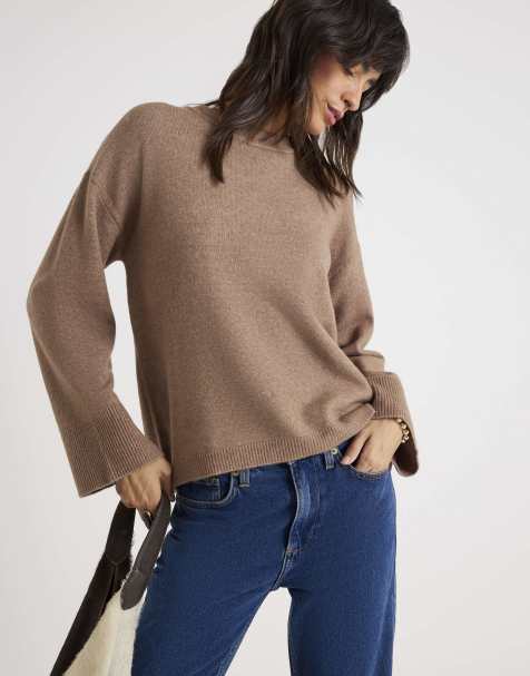 River Island Crew neck knitted jumper in brown - light - view 1