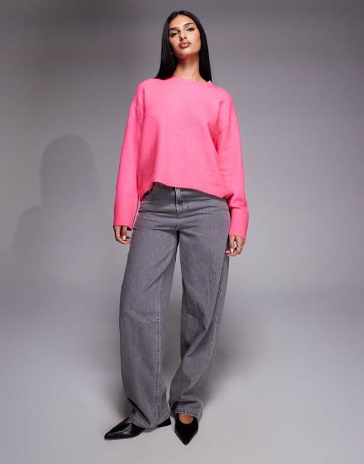 River Island crew neck knitted jumper in pink, 3 of 4