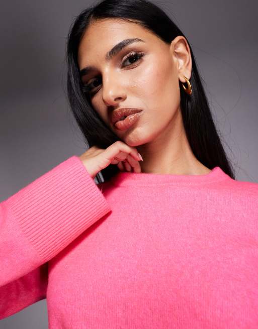River Island crew neck knitted jumper in pink, 4 of 4