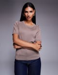 [River Island] River Island crew neck knitted tee in brown L Brown - light
