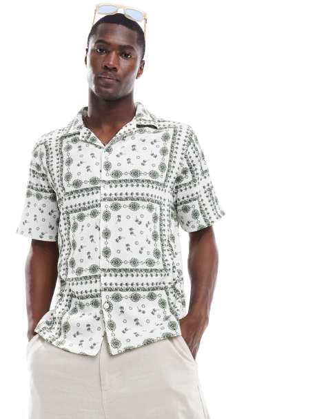 River Island crinkle shirt in bandana print - view 1