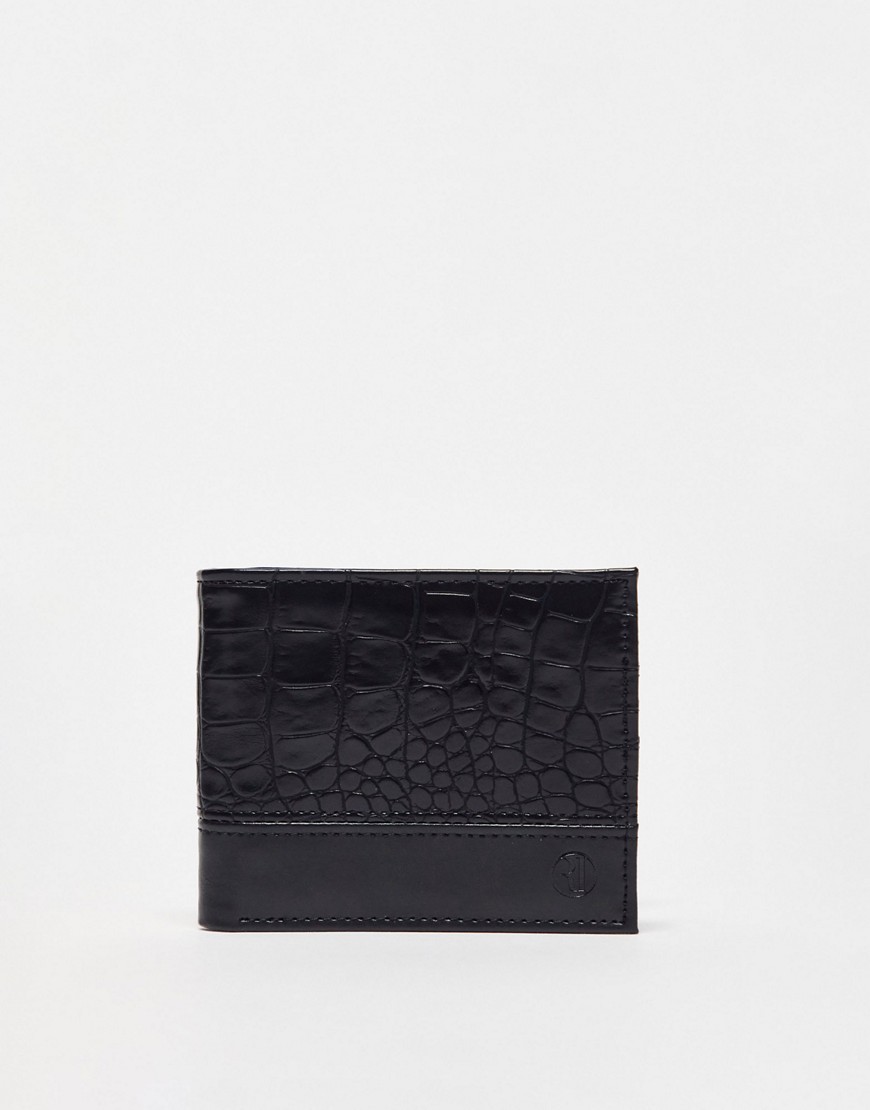 River Island croc bifold wallet in black