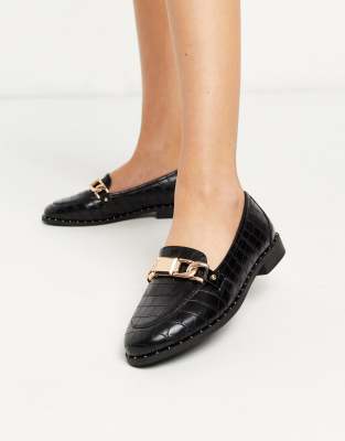 new look chunky croc loafer in black