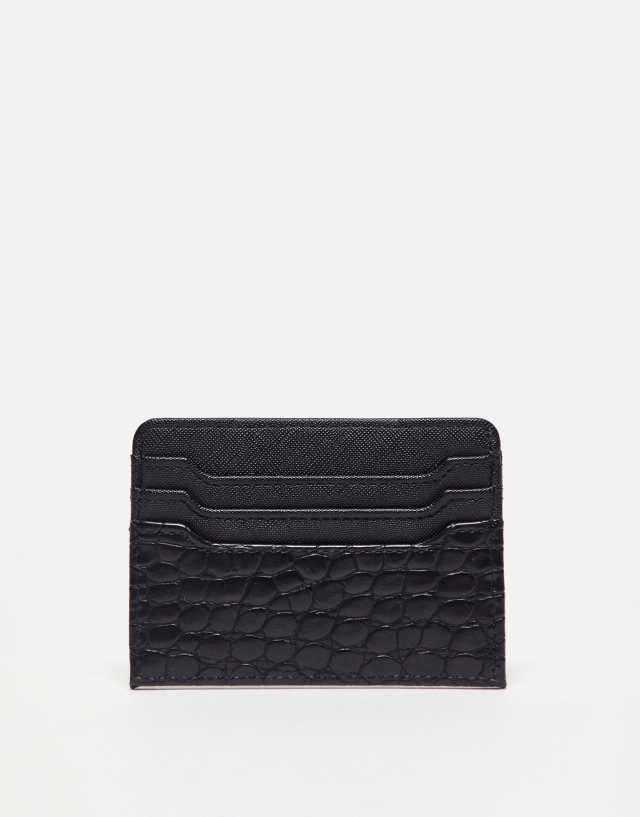 River Island croc cardholder in black