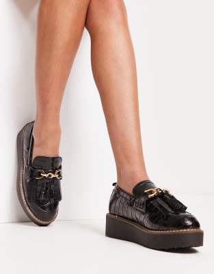 black croc detail loafers river island