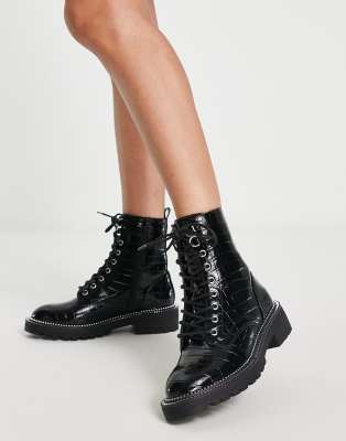  croc effect lace up boot 