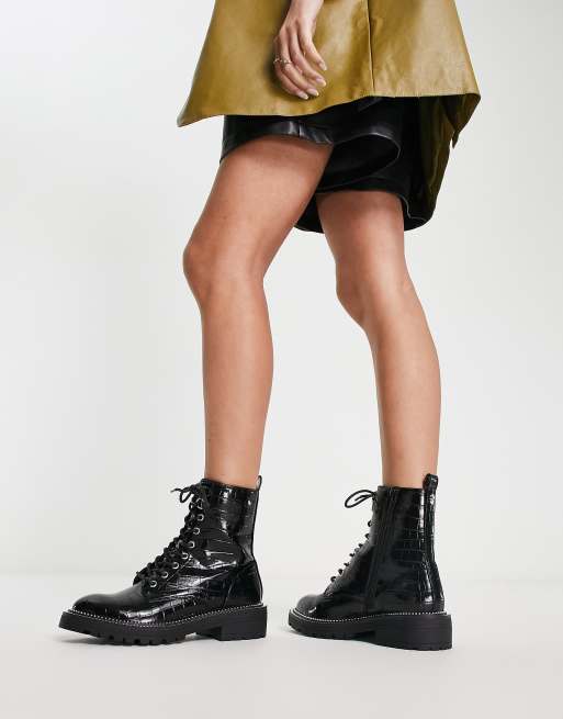 Lace up store croc boots