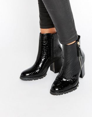 River Island Croc Side Zip Ankle Boot 