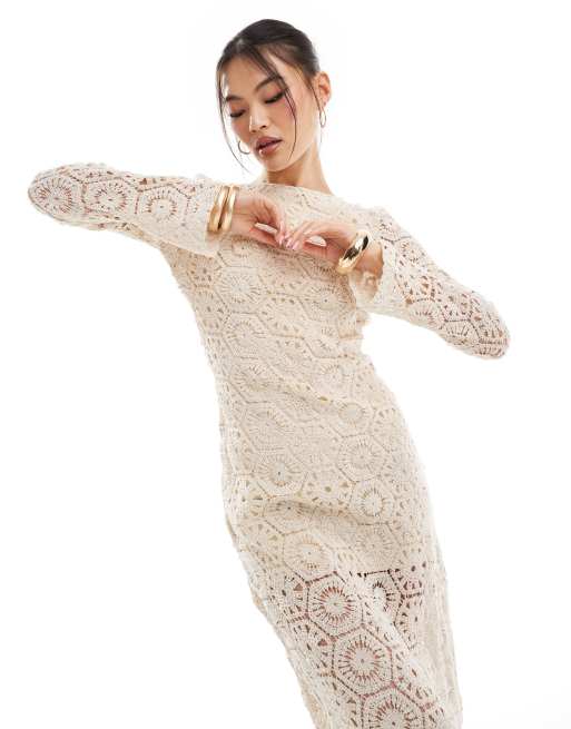 white christmas dresses Isla Crochet Mini Dress Ivory