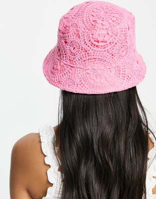 river island pink hat