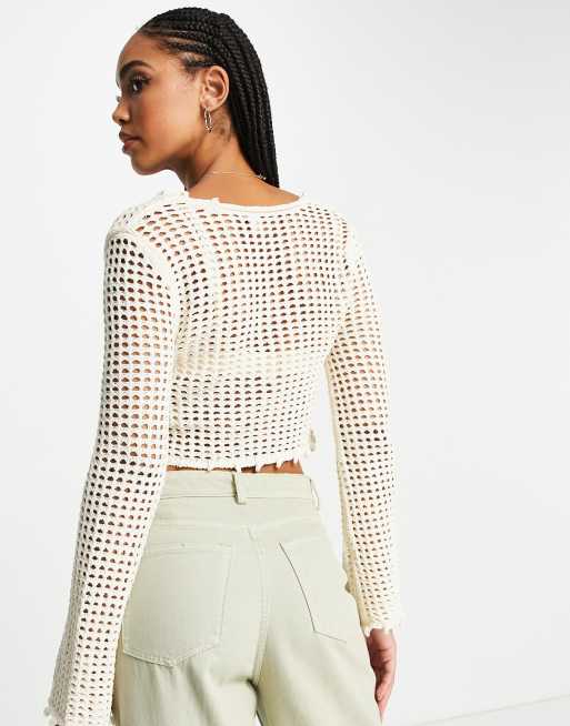 River island best sale white crochet top